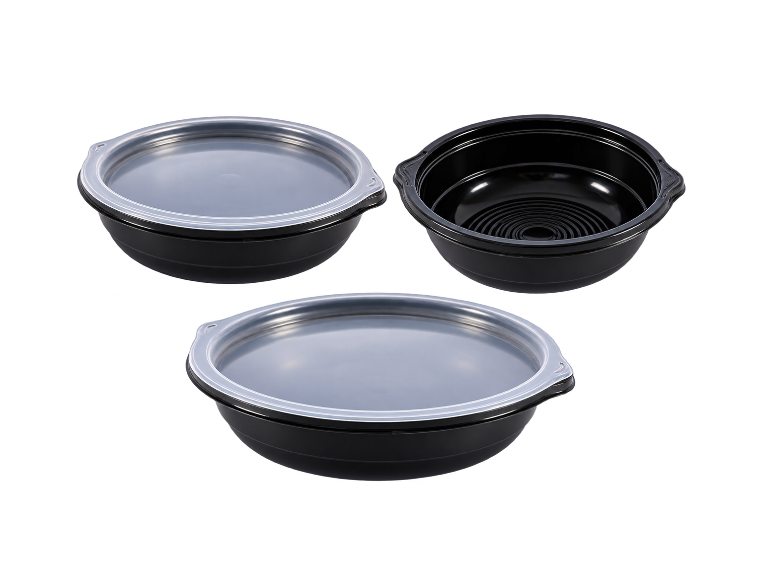 Cazuelas negras PP con tapa transparente