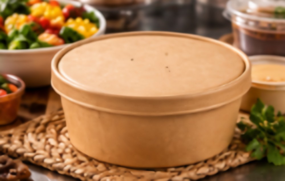 Bowl kraft ecoamigable con tapa kraft