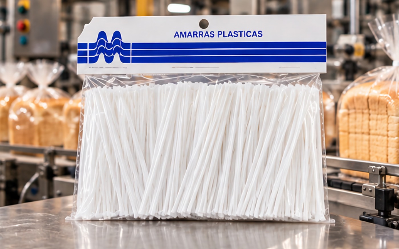 Amarras plásticas blancas en bolsa